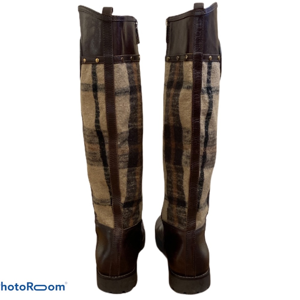Tory Burch Plaid Flannel & Leather Boots - Picture 4 of 12
